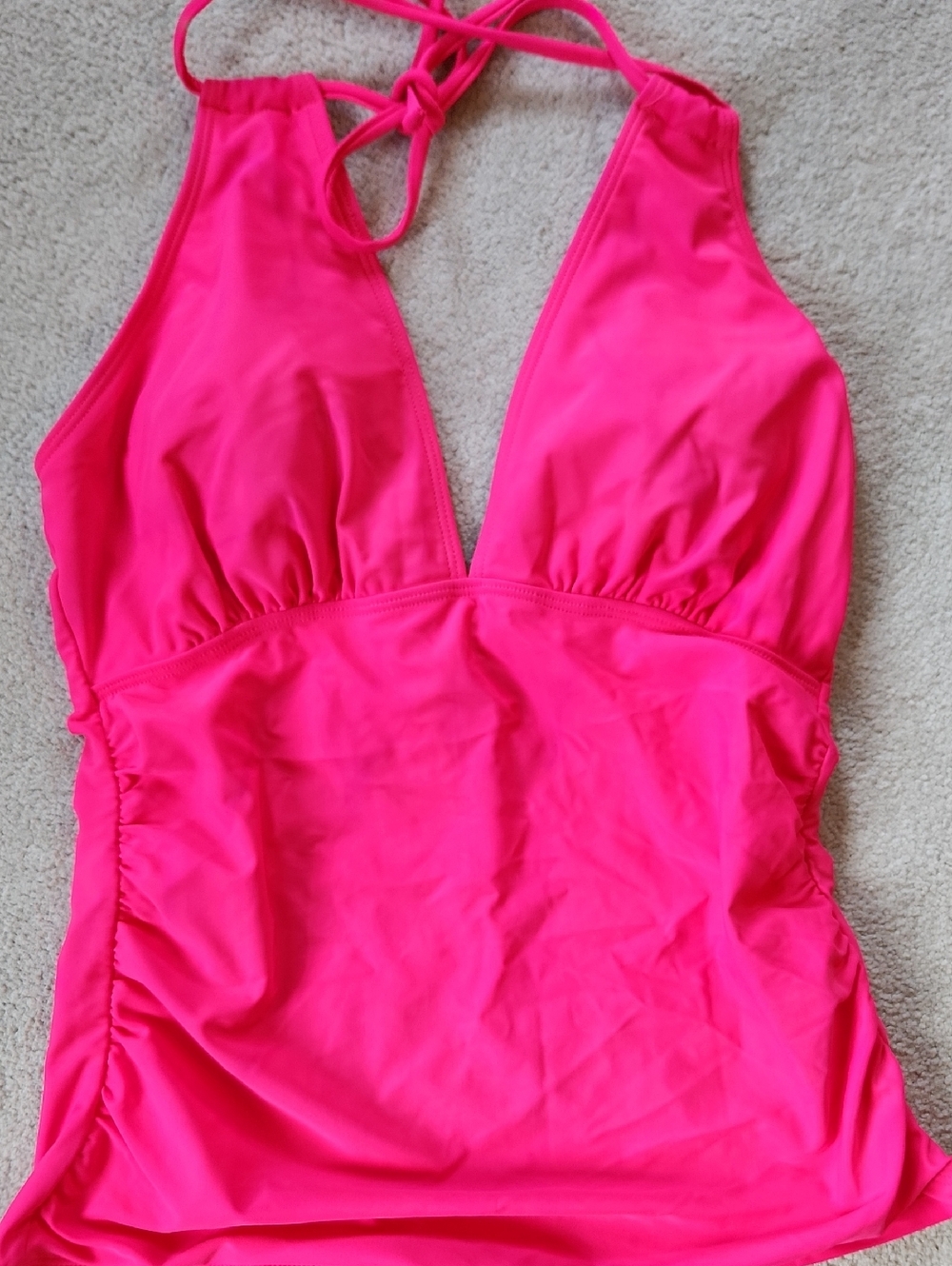 Halter Tankini for Women Tummy Control Bathing Suits V Neck Swimwear - Med